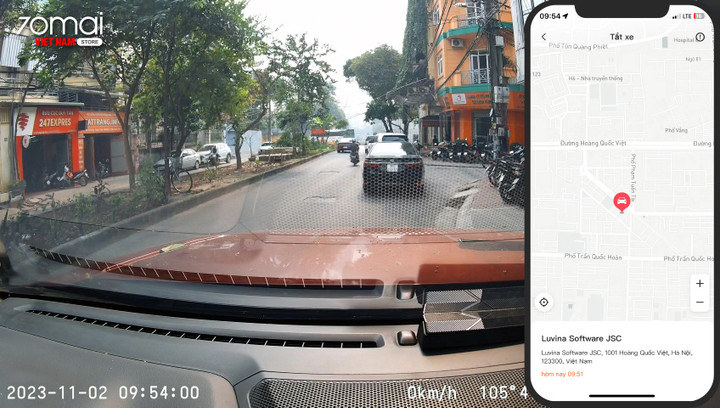 70mai A810 - Định vị vị trí xe theo thời gian thực. (Ảnh: 70mai Việt Nam)