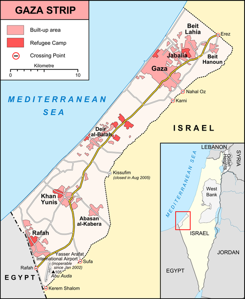 Bản đồ khu vực dải Gaza. (Ảnh: VOX)
