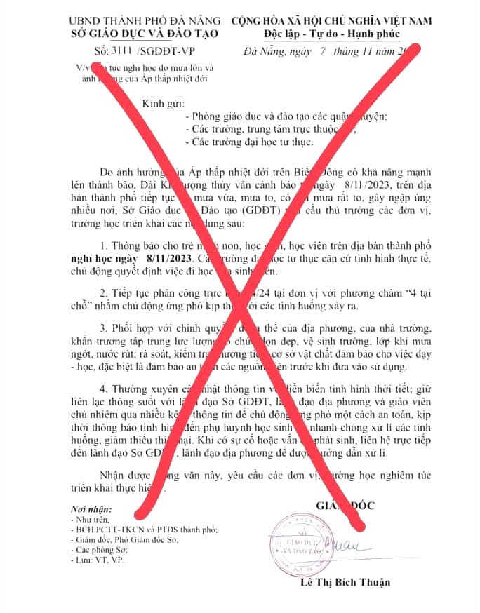 Văn bản giả mạo đăng tải trên các trang mạng xã hội.