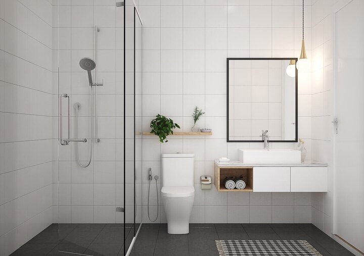 Với thiết kế khu vực phòng tắm được tách riêng bằng kính, bồn cầu và bồn rửa mặt riêng biệt sẽ mang đến sự tiện nghi và thuận lợi cho việc sử dụng sinh hoạt hàng ngày.