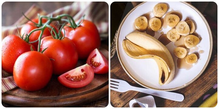 Cà chua và chuối là những thức ăn tránh việc ăn Lúc đói bụng.