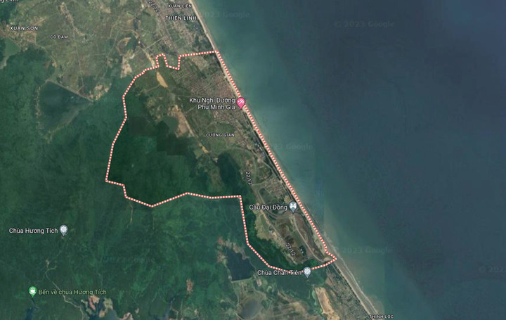 Nơi phát hiện thi thể nam giới trôi dạt vào bờ. (Ảnh: Google Maps)