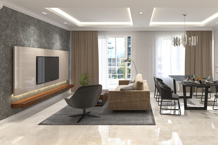 Đây là một căn phòng khách có thiết kế rất hiện đại, mang lại nguồn ánh sáng đầy năng lượng tích cực.