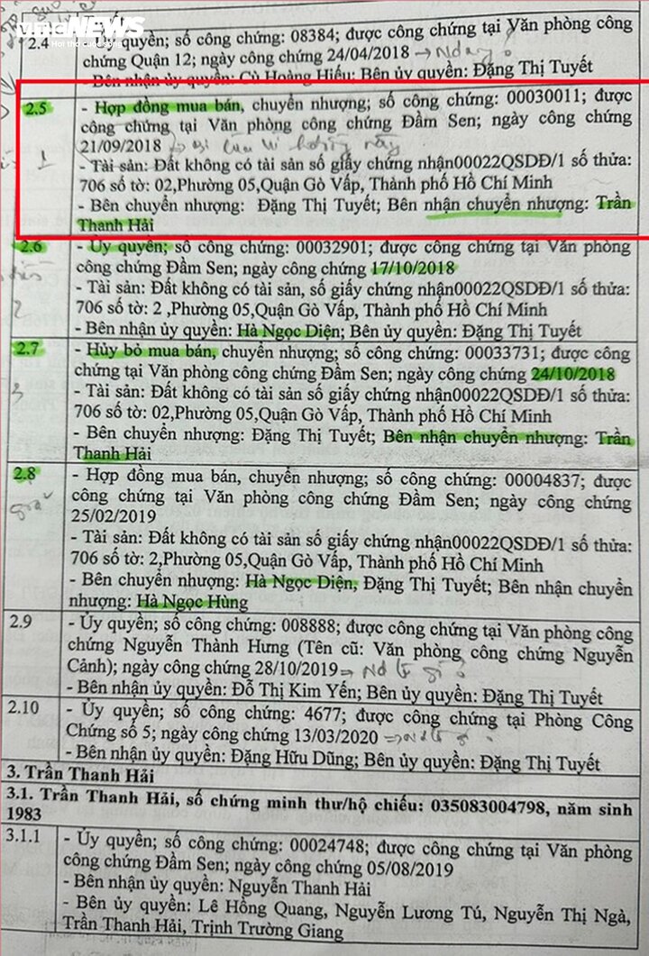 Văn bản của Trung tâm Thông tin và Tư vấn công chứng (Sở Tư pháp TP.HCM) trả lời về giao dịch liên quan thửa đất 706.