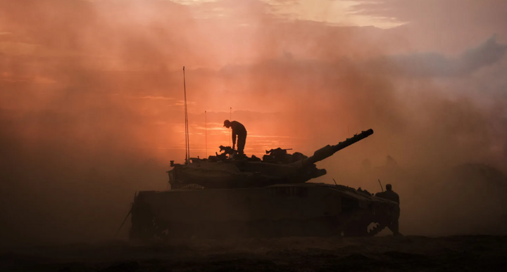 Đơn vị xe tăng của Israel ở dải Gaza. (Ảnh: Getty)