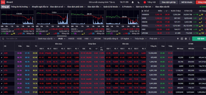Chứng khoán lao dốc. (Ảnh chụp màn hình)
