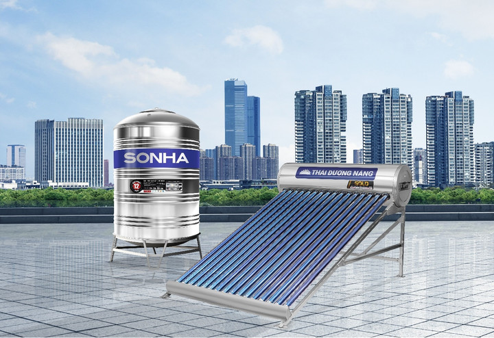 Bồn nước inox & Thái Dương Năng Sơn Hà - Bộ sản phẩm quốc dân của các gia đình Việt. (Ảnh: Sơn Hà)