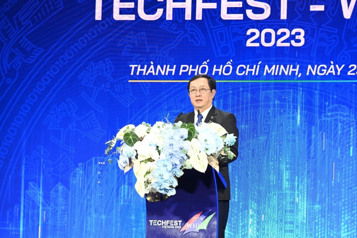 Bộ trưởng Khoa học và Công nghệ Huỳnh Thành Đạt phát biểu tại chương trình.