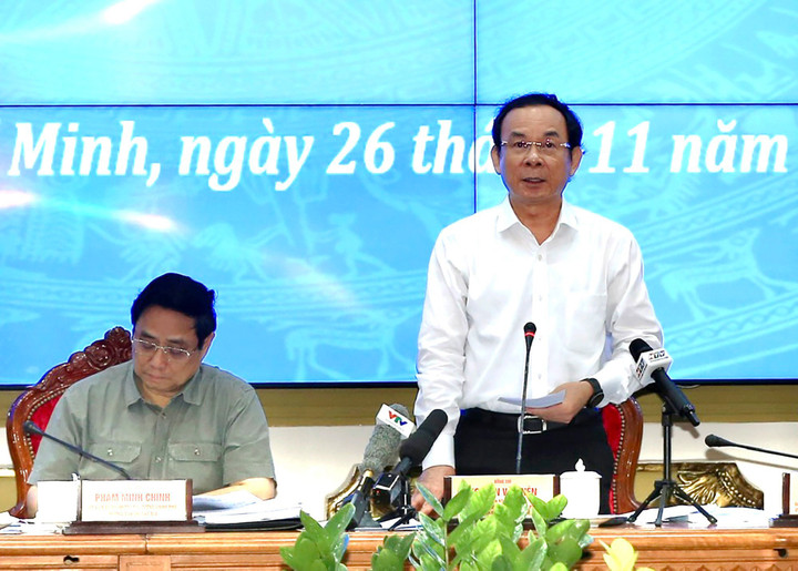 Bí thư Thành ủy TP.HCM Nguyễn Văn Nên phát biểu tại hội nghị. (Ảnh: Dũng Phương)