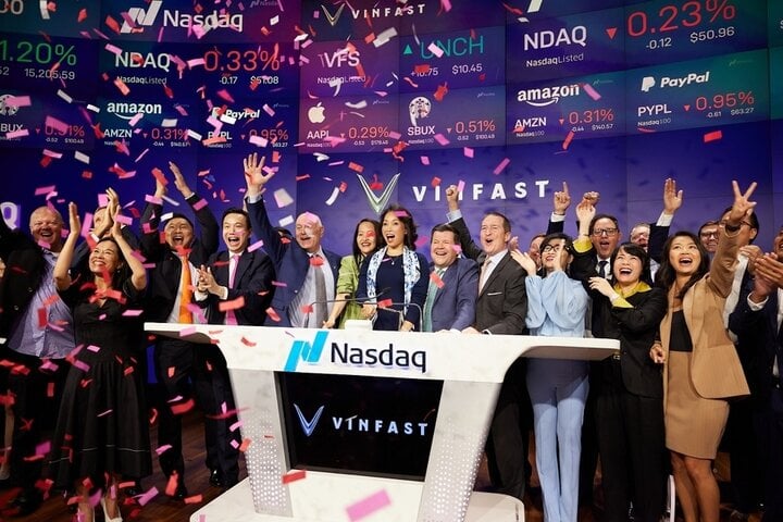 Cổ phiếu VinFast (VFS) chính thức niêm yết trên sàn NASDAQ hồi tháng 8. (Ảnh: VinFast)
