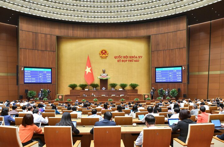 Các đại biểu biểu quyết thông qua Luật Tài nguyên nước (sửa đổi) chiều 27/11. (Ảnh: Quochoi.vn).