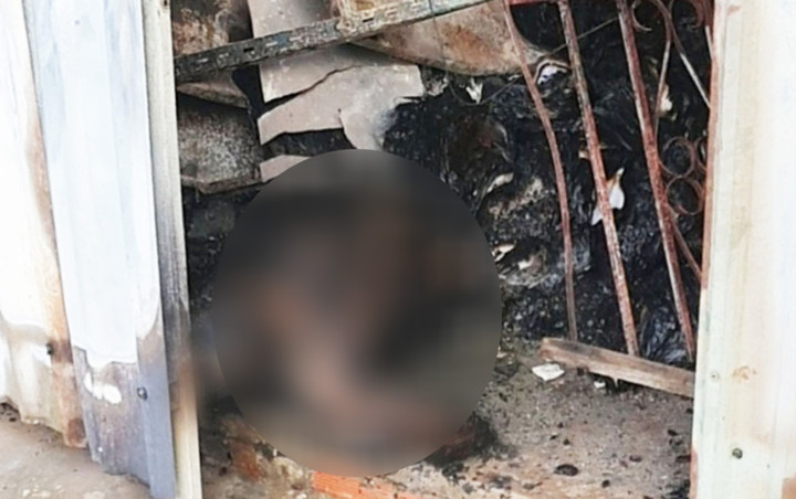 Thi thể ông H. bị cháy đen. (Ảnh: Kiên Định)