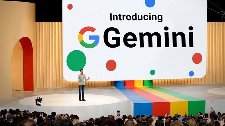 CEO Google Sundar Pichai giới thiệu về công cụ AI Gemini tại một sự kiện công nghệ vào tháng 5/2023. (Ảnh: AP)