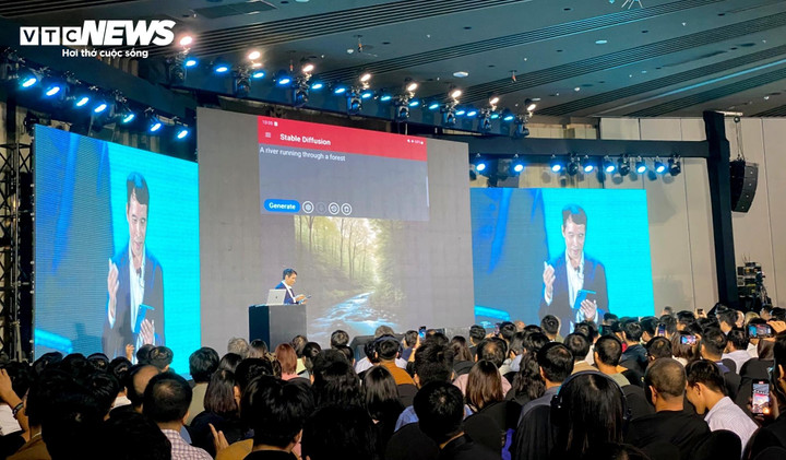 Bức tranh khu rừng có con suối chảy qua do PhởGPT thực hiện. (Ảnh: Đại Việt)