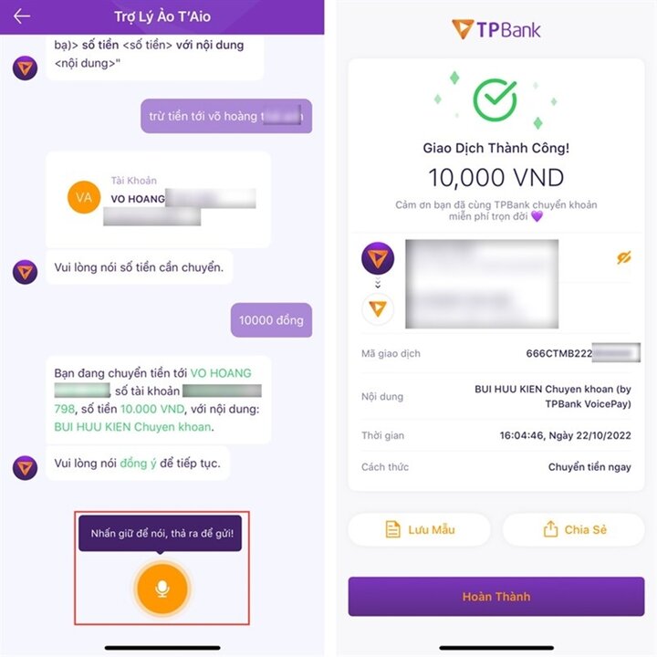 Cách Chuyển Tiền Trên Tpbank Bằng Giọng Nói