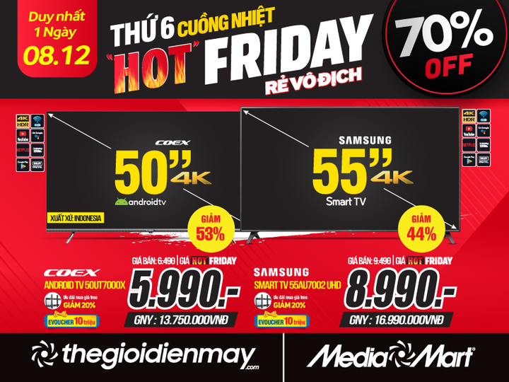 Hot Friday, đồng loạt giảm 70%, giảm thêm 10% thứ 6 hàng tuần tại MediaMart - 3