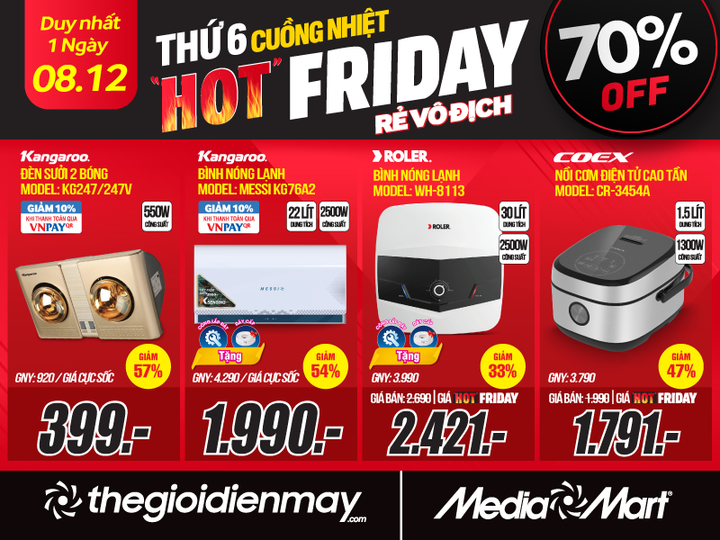Hot Friday, đồng loạt giảm 70%, giảm thêm 10% thứ 6 hàng tuần tại MediaMart - 5