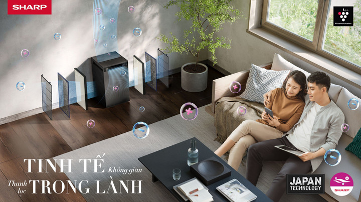 Máy lọc khí Sharp Purefit thiết kế tinh tế, hài hòa với không gian sống.