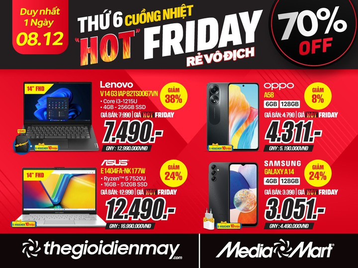 Hot Friday, đồng loạt giảm 70%, giảm thêm 10% thứ 6 hàng tuần tại MediaMart - 6