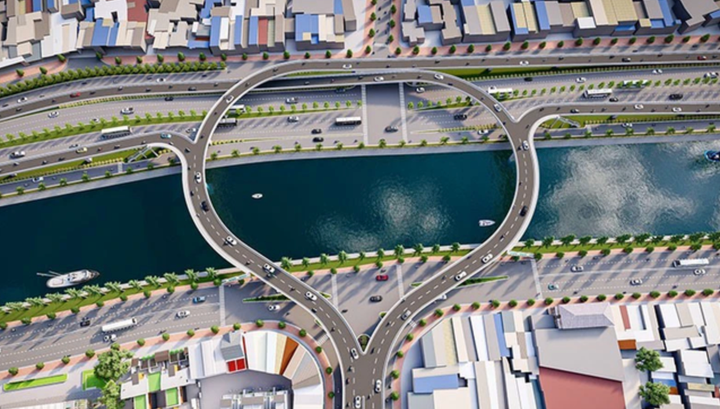Phối cảnh cầu đường Nguyễn Khoái nối quận 7, quận 4 và quận 1.
