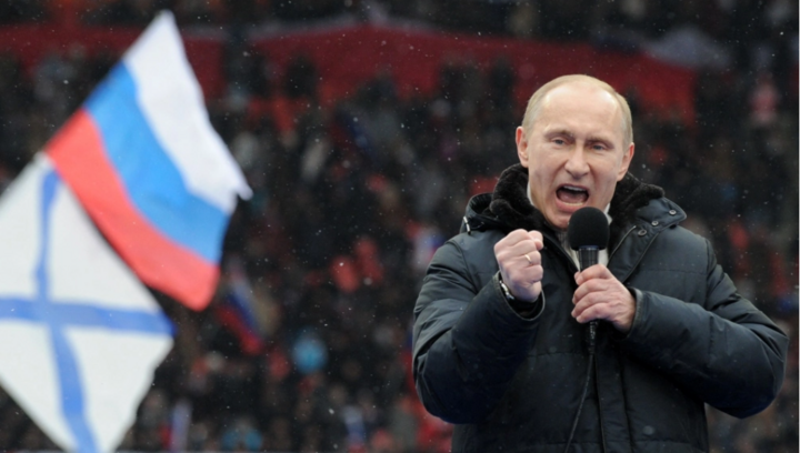 Tổng thống Nga Putin phát biểu trong một cuộc mít-tinh ở Moskva năm 2022. (Ảnh: AFP)