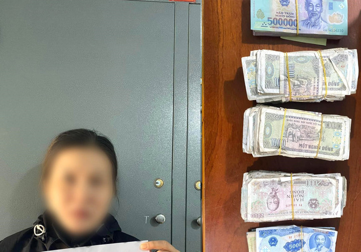 Nguyễn Thị Hải Nga cùng tang vật của vụ việc. (Ảnh: C.A)