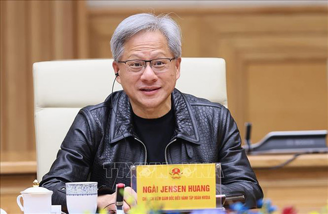 Ông Jensen Huang, Chủ tịch kiêm Giám đốc điều hành Tập đoàn Nvidia phát biểu.