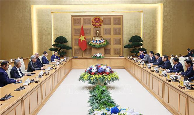 Thủ tướng Phạm Minh Chính tiếp ông Jensen Huang, Chủ tịch kiêm Giám đốc điều hành Tập đoàn Nvidia.