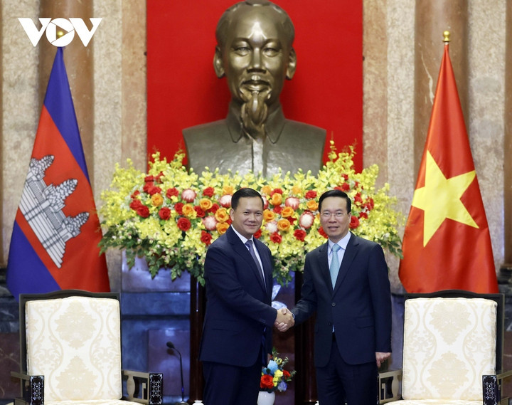 Chủ tịch nước Võ Văn Thưởng tiếp Thủ tướng Campuchia Hun Manet