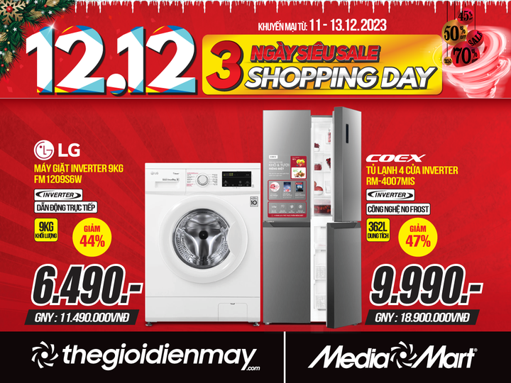 12/12 - 3 ngày siêu sale Shopping day, MediaMart giảm lớn đến 70% - 3