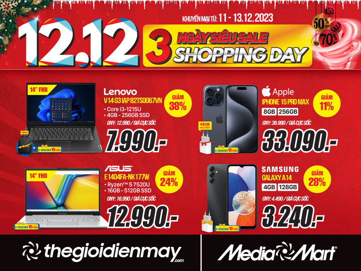 12/12 - 3 ngày siêu sale Shopping day, MediaMart giảm lớn đến 70% - 5