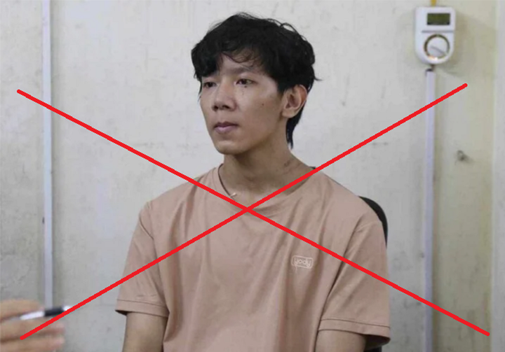 Huỳnh Ngọc Thiện tại cơ quan công an.