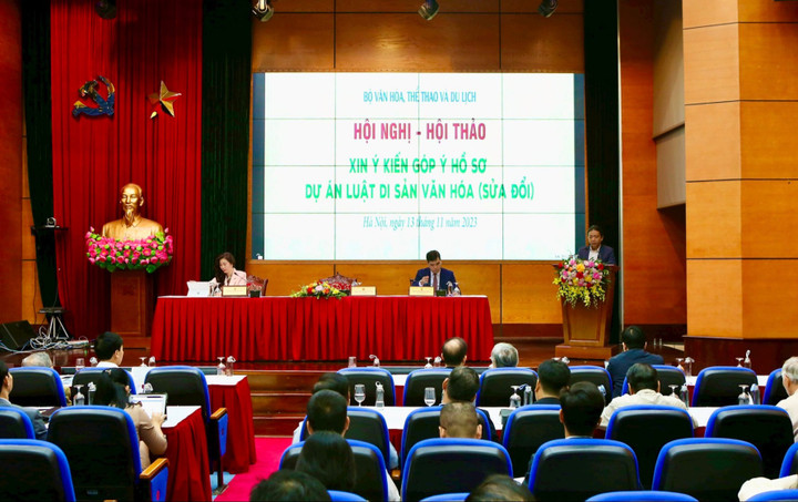 Hội thảo, hội nghị xin ý kiến góp ý hồ sơ Dự án Luật Di sản văn hóa (sửa đổi). Ảnh: Hà Nội Mới.