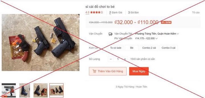 Tình trạng rao bán vũ khí, công cụ hỗ trợ, các thiết bị ghi âm, ghi hình, định vị... diễn ra tràn lan trên các sàn thương mại điện tử.