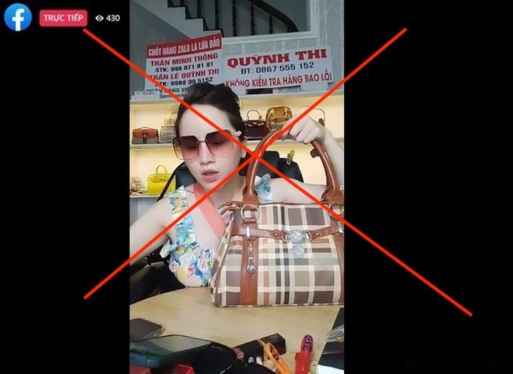 Facebook Trần Lê Quỳnh Thi bị phạt 31 triệu đồng vì livestream bán hàng hiệu giả.