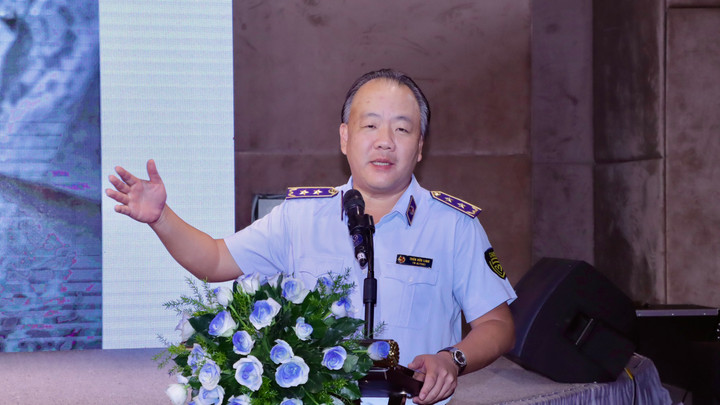 Tổng Cục trưởng Trần Hữu Linh phát biểu tại Hội thảo “Nâng cao năng lực phòng, chống và xử lý vi phạm trong TMĐT” cho 21 Cục QLTT các tỉnh, thành phố khu vực phía Nam.