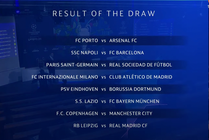 Lịch thi đấu vòng 1/8.