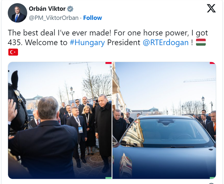 Chia sẻ của nhà lãnh đạo Hungary. (Ảnh chụp màn hình)