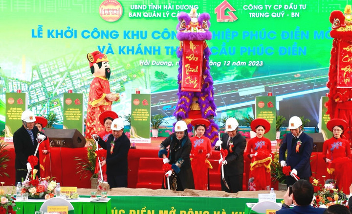 Lễ Khởi công xây dựng Khu công nghiệp Phúc Điền mở rộng tại huyện Bình Giang, Hải Dương.