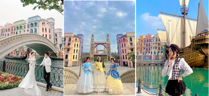 Mega Grand World - Studio “thả dáng” ngoài trời hấp dẫn mọi lứa tuổi. Bước chân vào The Venice, các bạn trẻ sẽ được thỏa thích thả dáng ở những dãy phố kiến trúc Phục Hưng độc đáo, nổi bật.