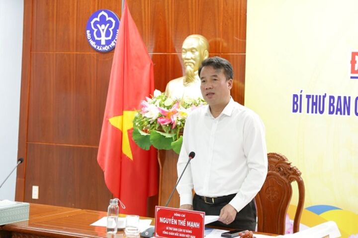 Tổng Giám đốc BHXH Việt Nam Nguyễn Thế Mạnh phát biểu tại buổi làm việc với BHXH Cà Mau. (Ảnh: C.M)