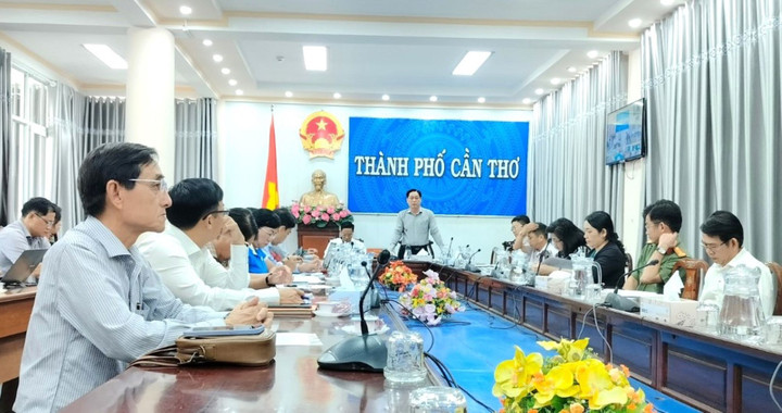 Hội nghị đánh giá tình hình thực hiện chỉ tiêu quyết Quyết định 182/QĐ-UBND của UBND TP Cần Thơ. (Ảnh: V.P)