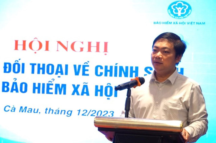 Ông Nguyễn Duy Cường, Phó Vụ trưởng Vụ BHXH, Bộ LĐ-TB-XH phát biểu tại hội nghị. (Ảnh: Mai Phong)