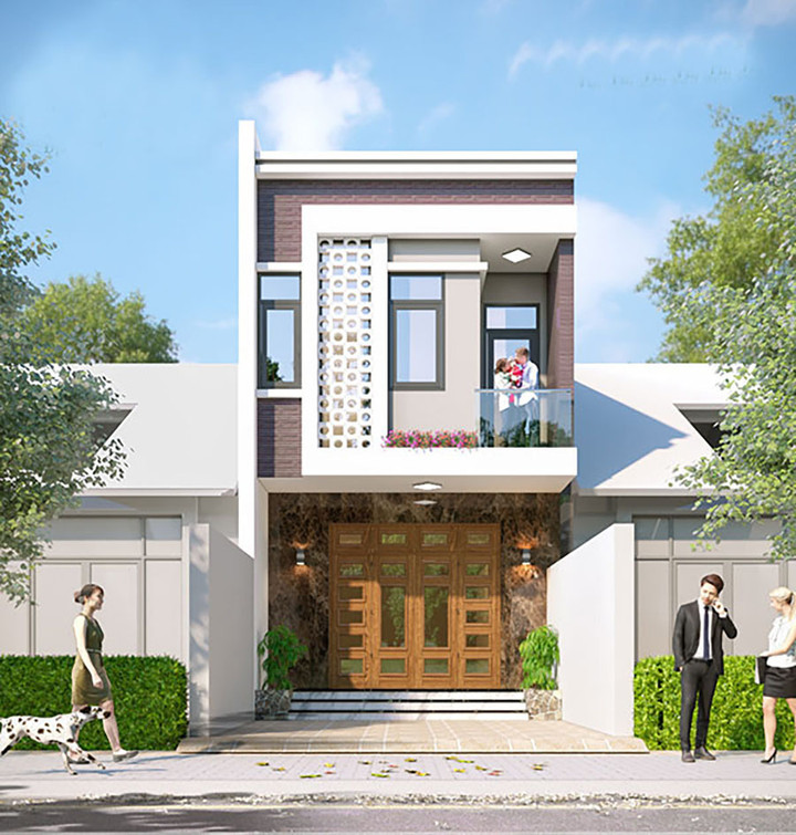 Mẫu nhà này được tạo nên từ những mảng hình khối độc đáo. Mang đến không gian sống đơn giản, không quá cầu kỳ nhưng vẫn đảm bảo được nét thẩm mỹ nhất định và công năng sử dụng.