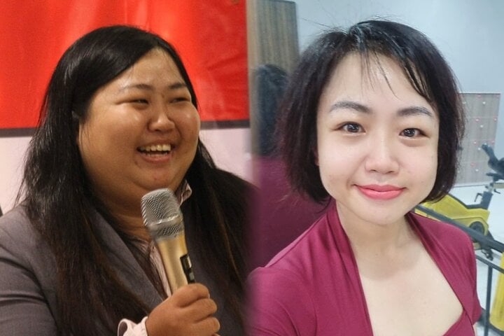Chị Nguyên trước và sau khi giảm cân. (Ảnh: NVCC)