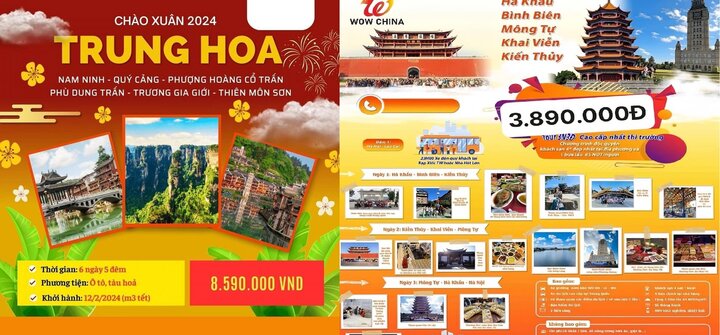 Doanh nghiệp lữ hành chào bán nhiều tour du lịch Trung Quốc với mức giá rẻ. (Ảnh chụp màn hình)