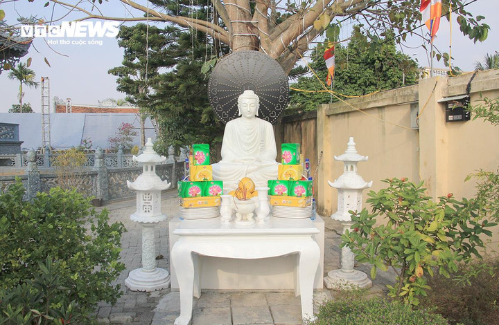 9 năm về chăm sóc phật sự tại địa phương, sư thầy không quản ngại ngày đêm xây dựng và chăm sóc nơi chốn Tổ linh thiêng này. (Trong ảnh là tượng Phật Bổn sư Thích Ca Mâu Ni ngồi gốc bồ đề).