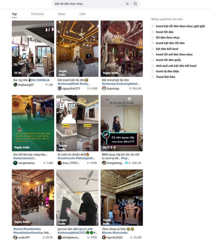Trào lưu mới nổi "bật tắt đèn" được giới trẻ hưởng ứng nhiệt tình. (Ảnh chụp màn hình)