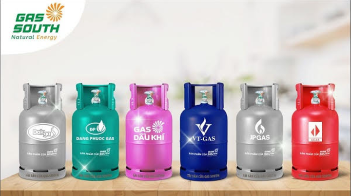 6 nhãn hiệu bình LPG dân dụng của Gas South.