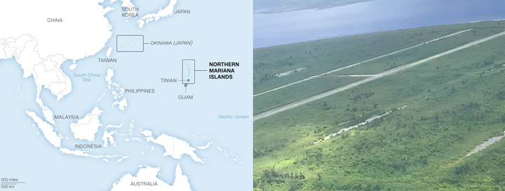 Căn cứ không quân Tinian nằm cách vùng lãnh thổ Trung Quốc khoảng 3.000km. (Ảnh: CNN)